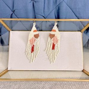 Geometric beaded fringe earrings